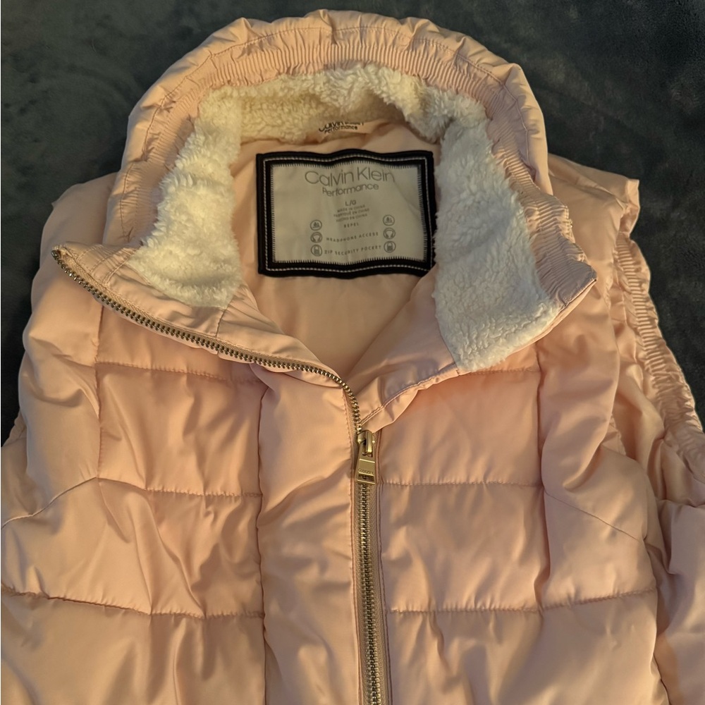 Calvin Klein Blush Puffer Vest with Cream Lining